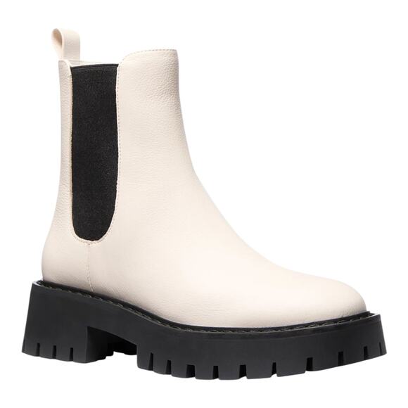 Michael Kors Women's Asher Leather Lug Ankle Booties Cream Size 10 - Picture 1 of 3